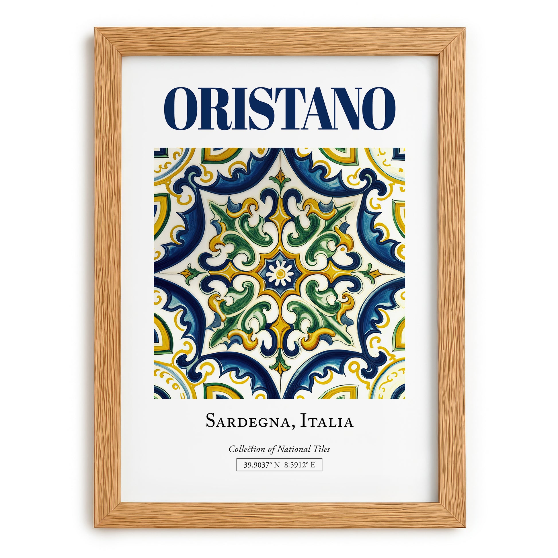 Oristano, Italy – Travel Print, set in oak frame