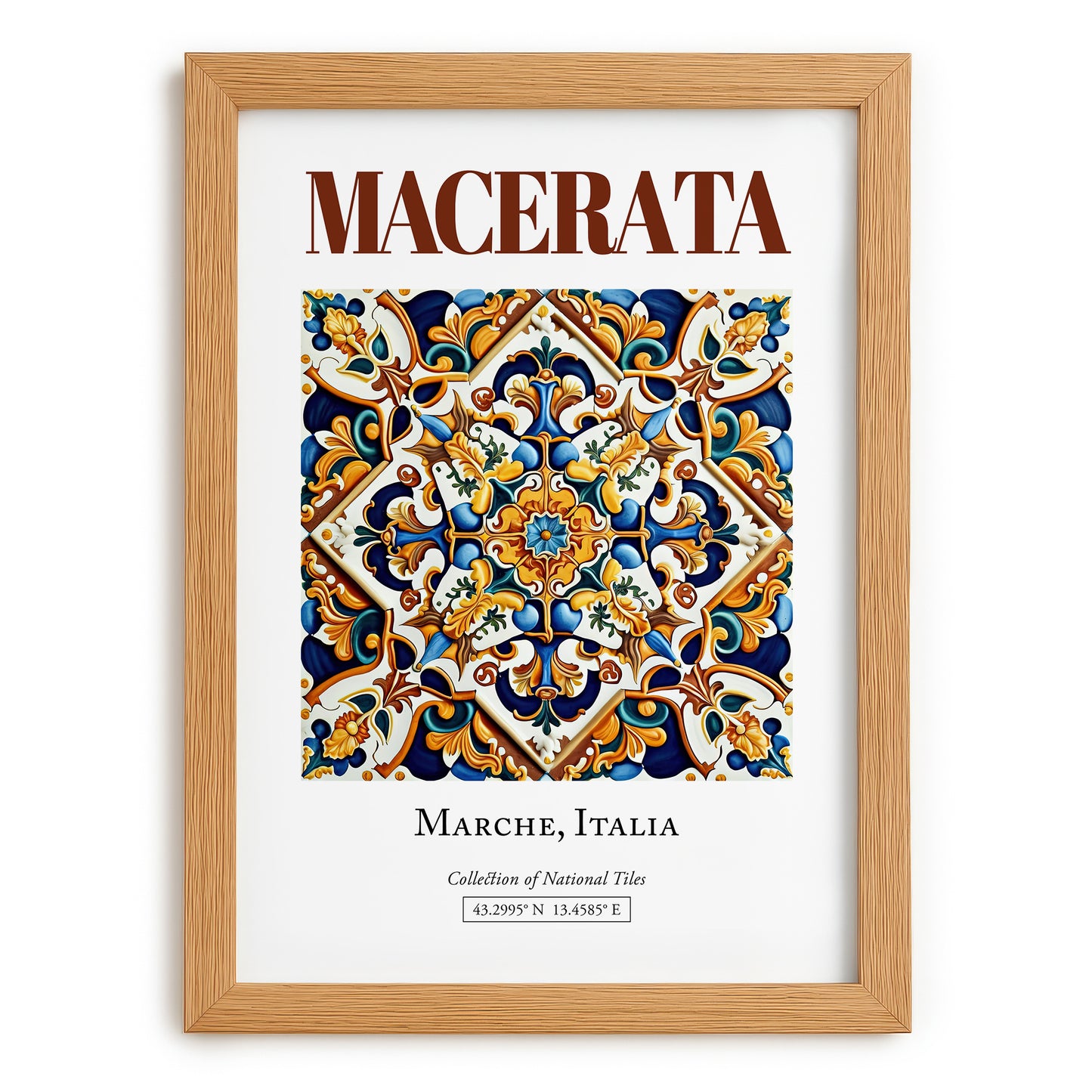 Macerata, Italy – Travel Destination Art, set in oak frame