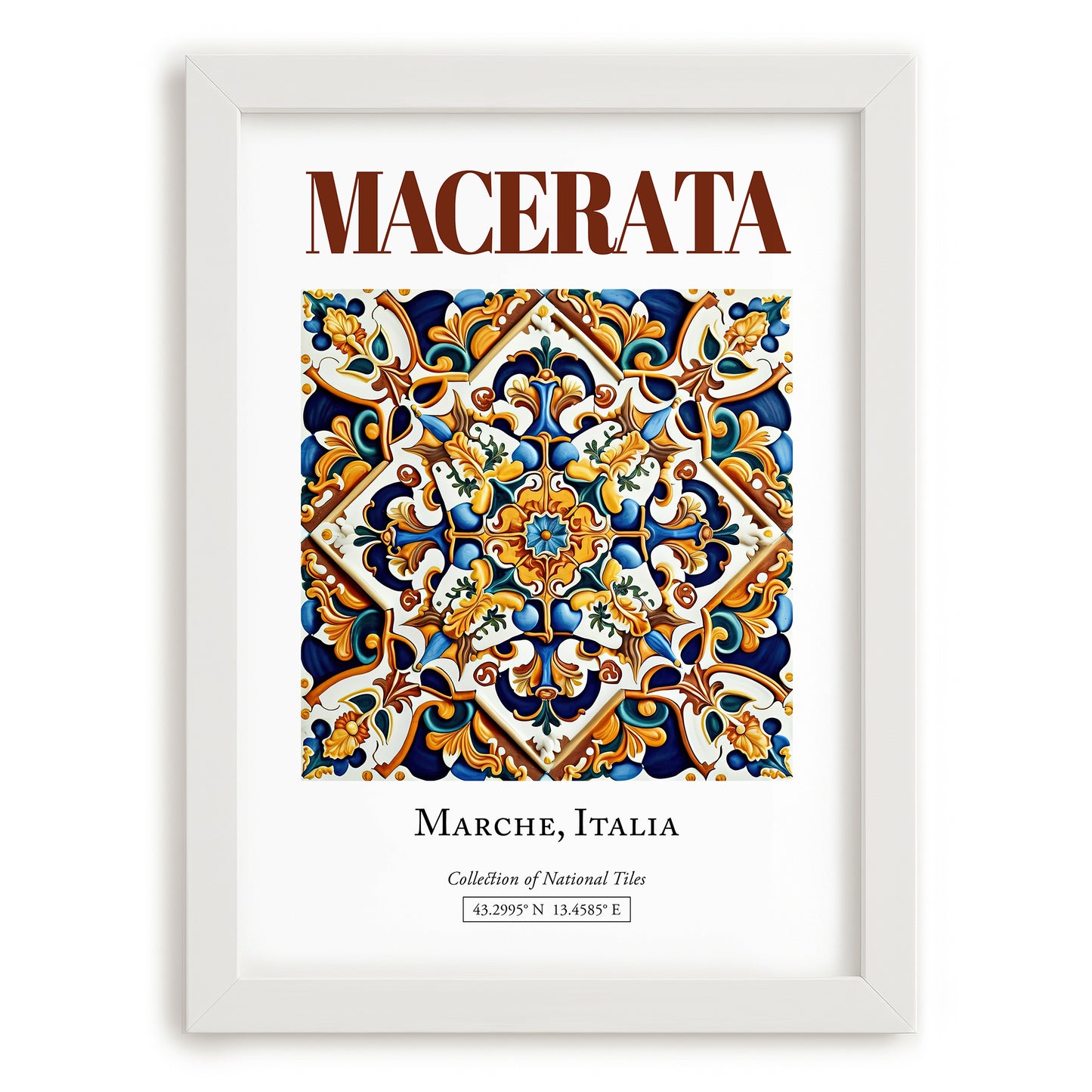 Macerata, Italy – Travel Destination Art, placed in minimal white frame