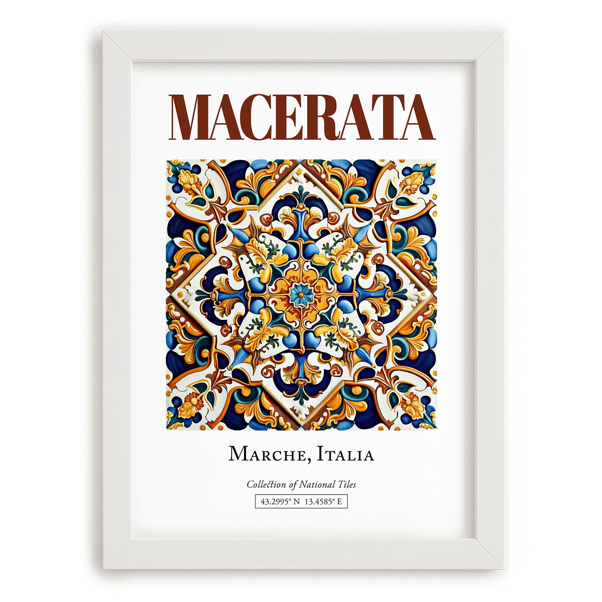Macerata, Italy – Travel Destination Art, placed in minimal white frame