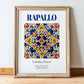 Rapallo, Italy – Travel Poster, in wooden frame leaning on the floor