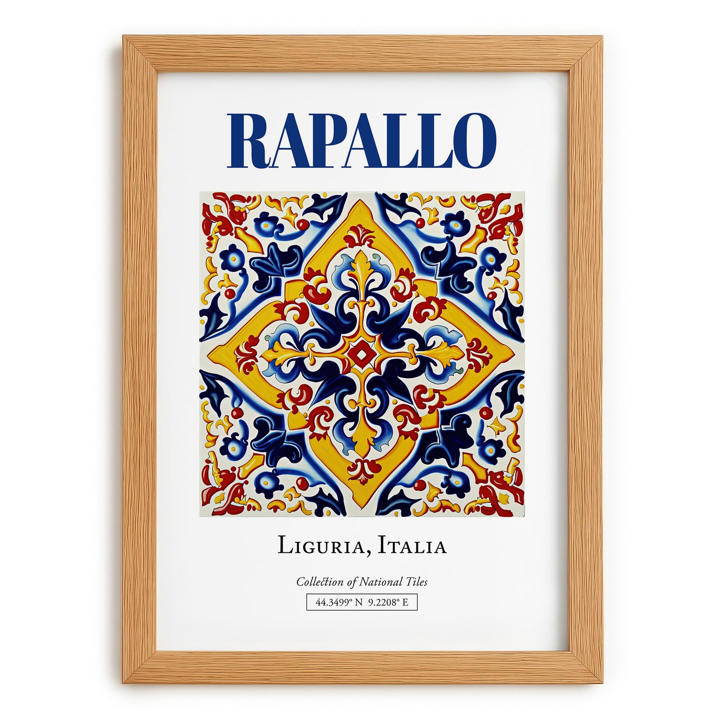 Rapallo, Italy – Travel Poster, set in oak frame