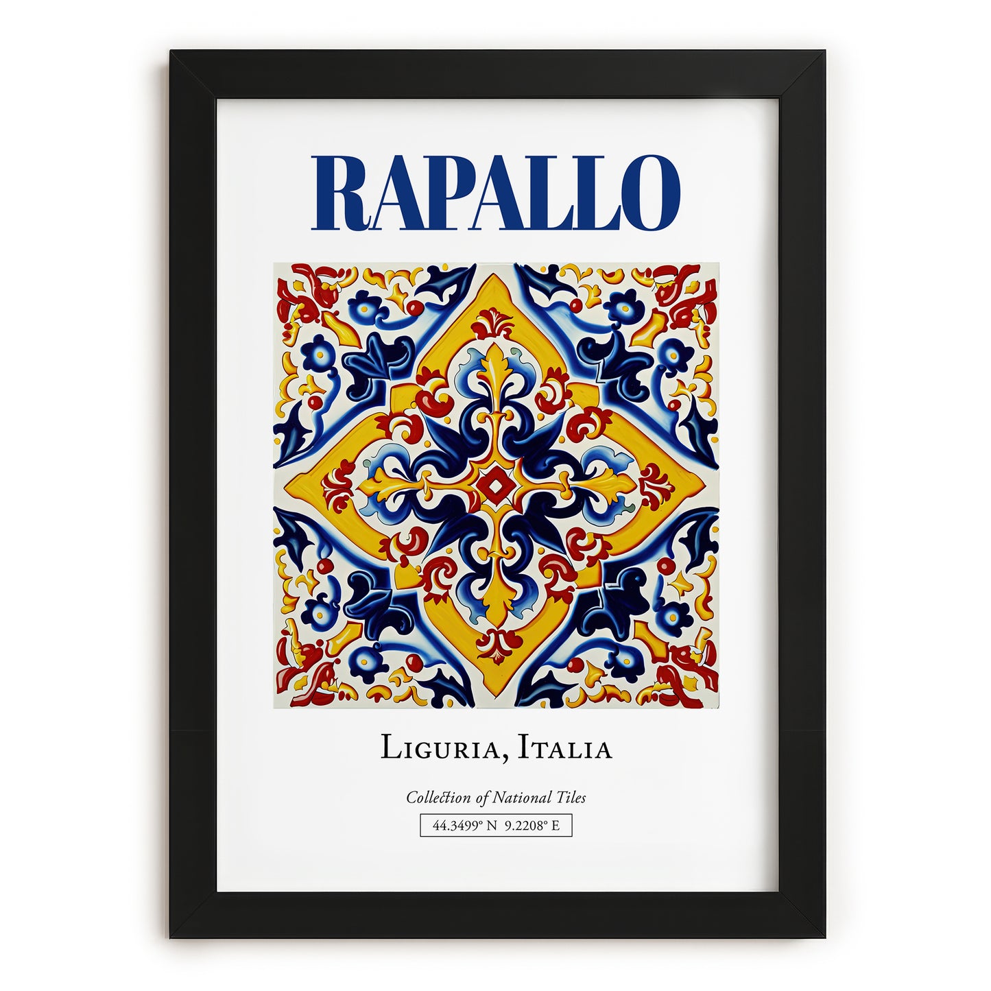 Rapallo, Italy – Travel Poster, in sleek black frame