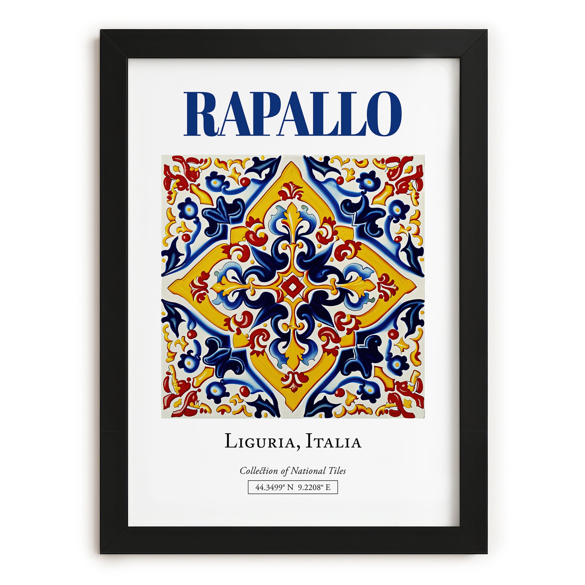 Rapallo, Italy – Travel Poster, in sleek black frame