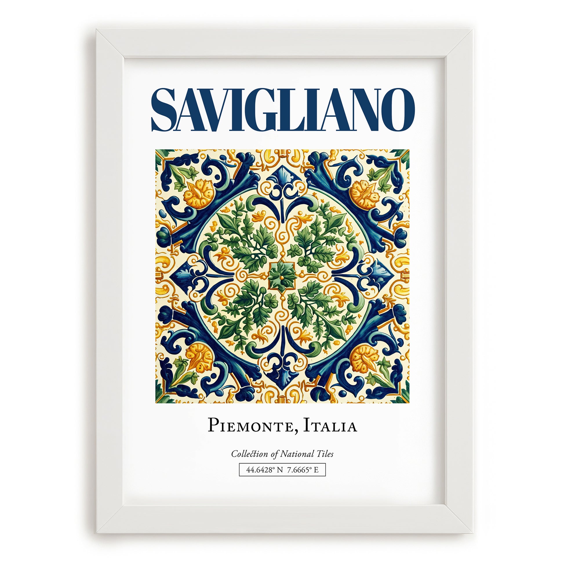 Savigliano, Italy – Travel Print, placed in minimal white frame