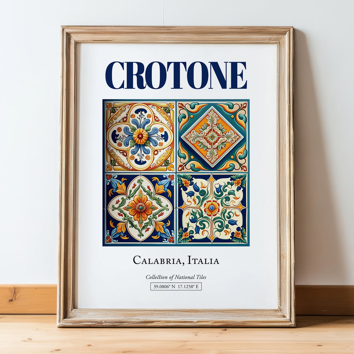 Crotone, Italy – Travel Print, in wooden frame leaning on the floor