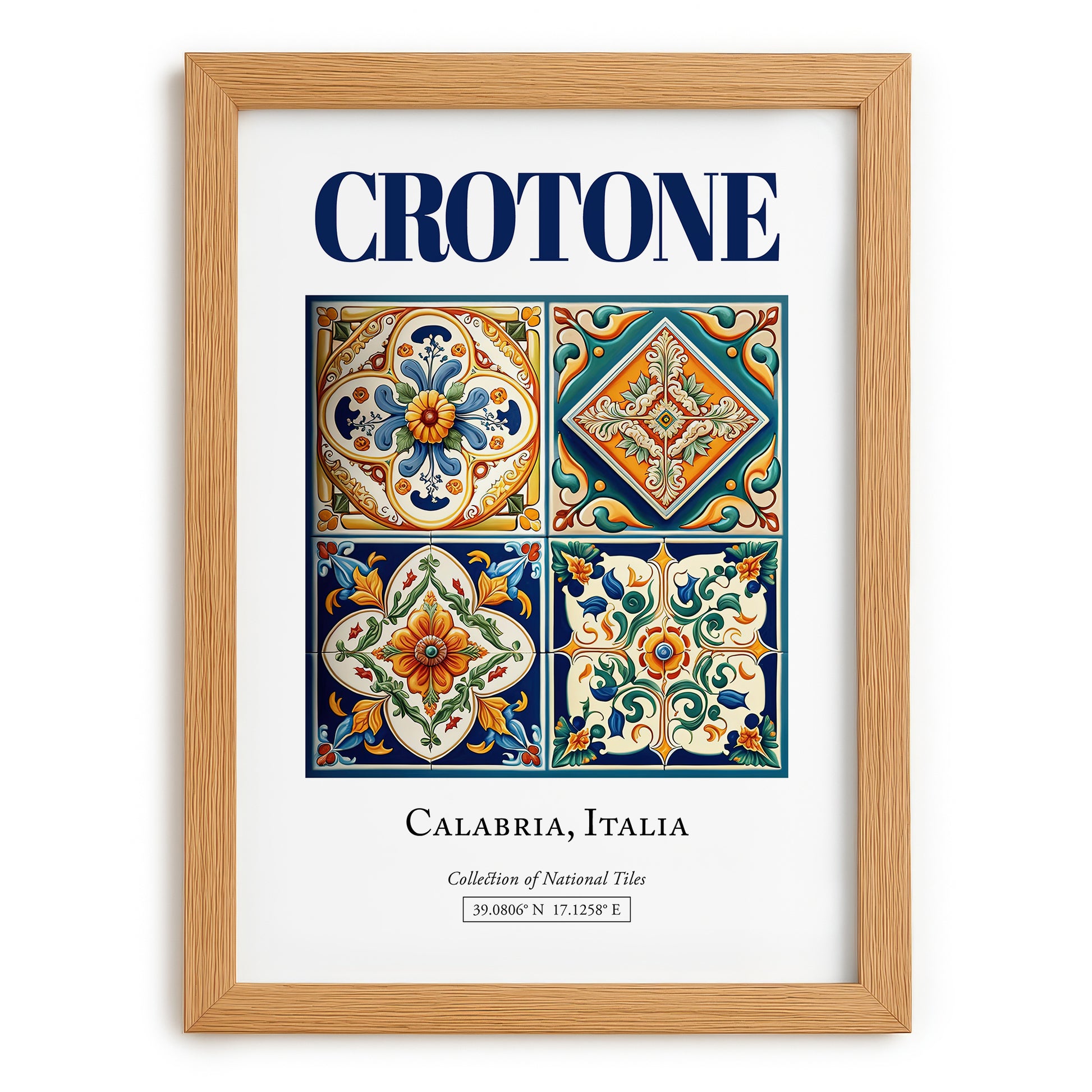 Crotone, Italy – Travel Print, set in oak frame