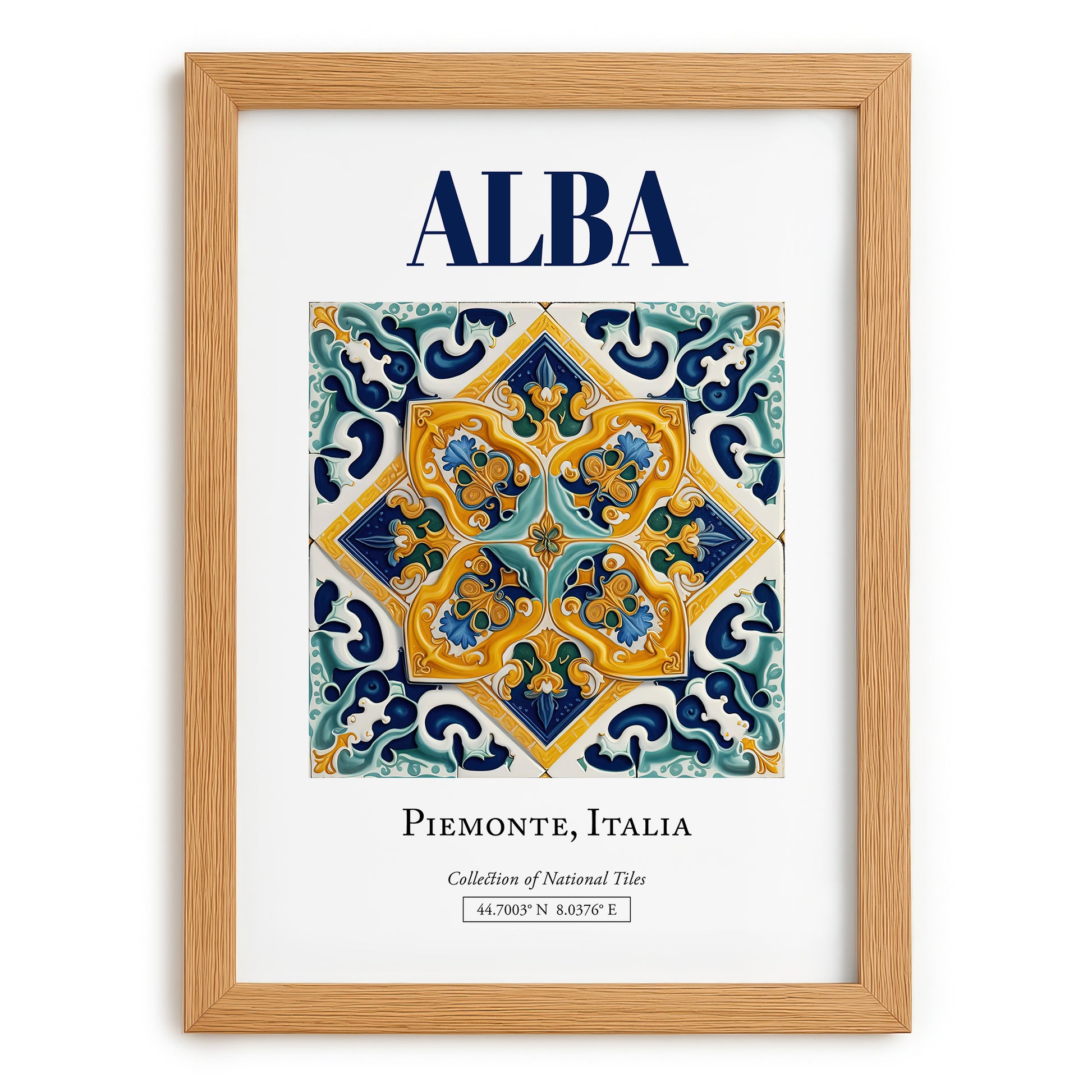 Alba, Italy – Away From Home Poster, set in oak frame