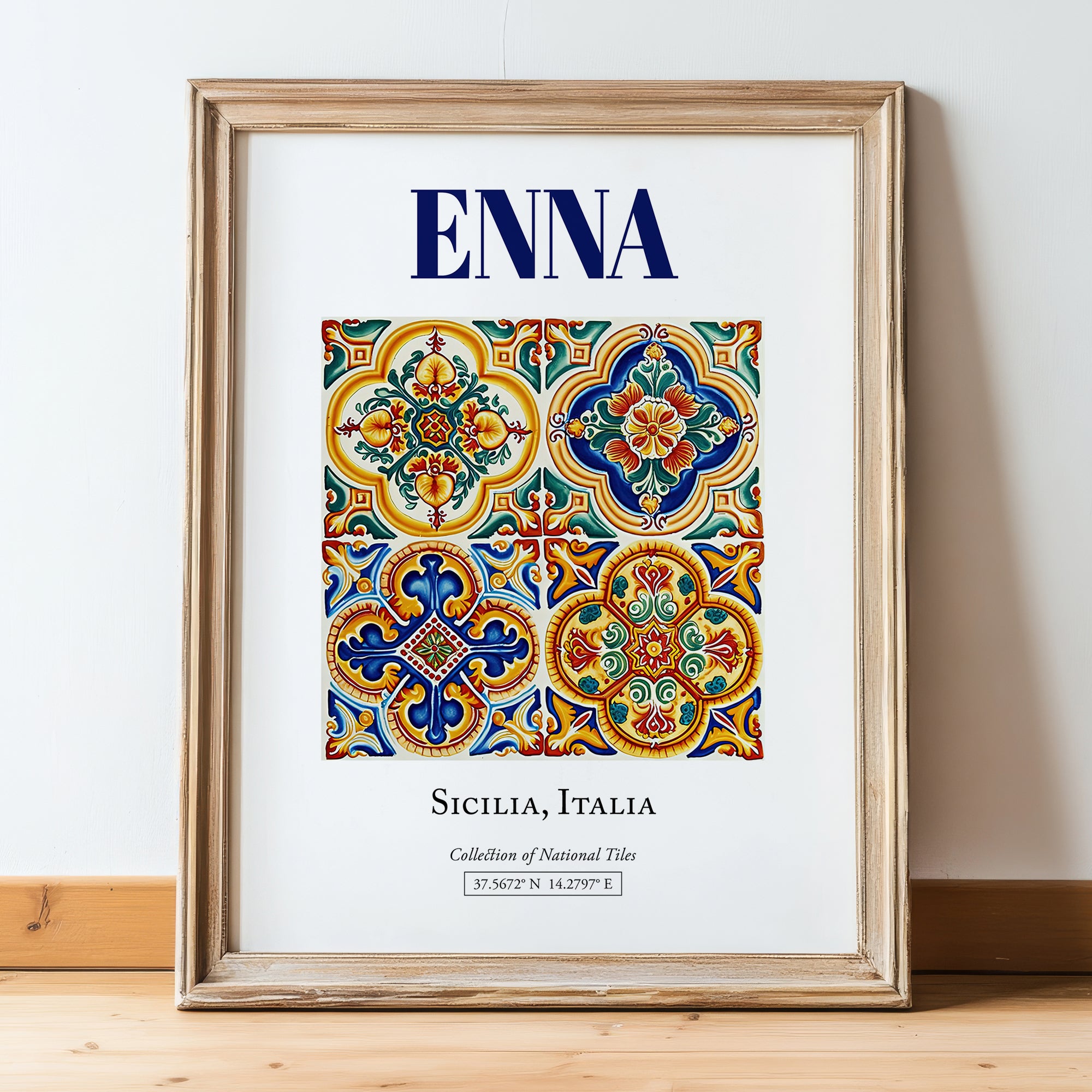 Enna, Italy – Travel Print, in wooden frame leaning on the floor