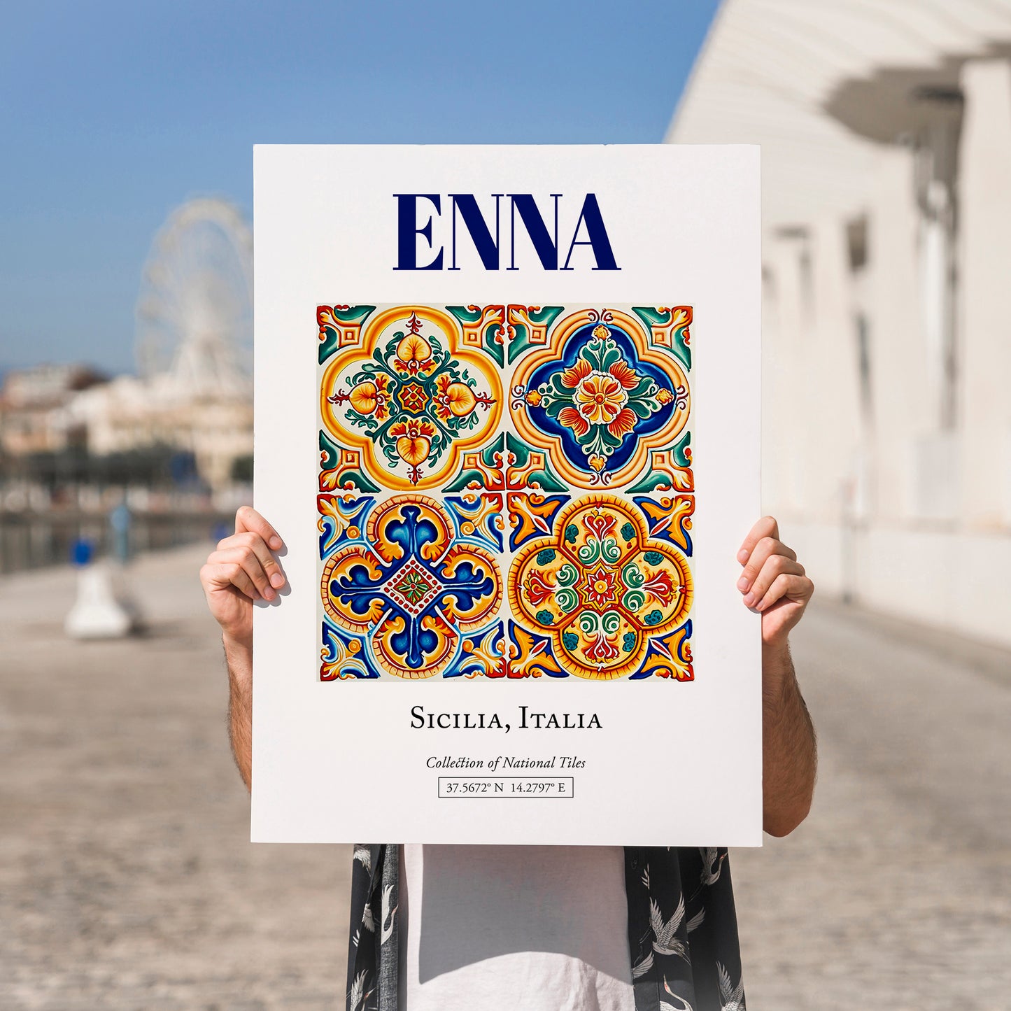 Enna, Italy – Travel Print, no-text version framed in wood