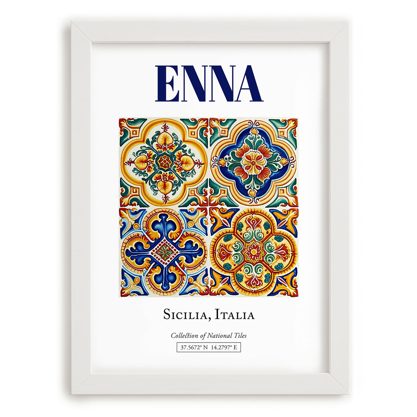 Enna, Italy – Travel Print, placed in minimal white frame