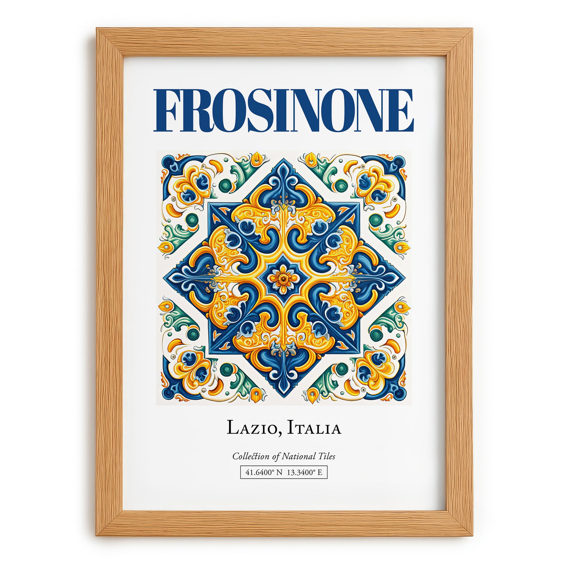 Frosinone, Italy – Travel Print, set in oak frame