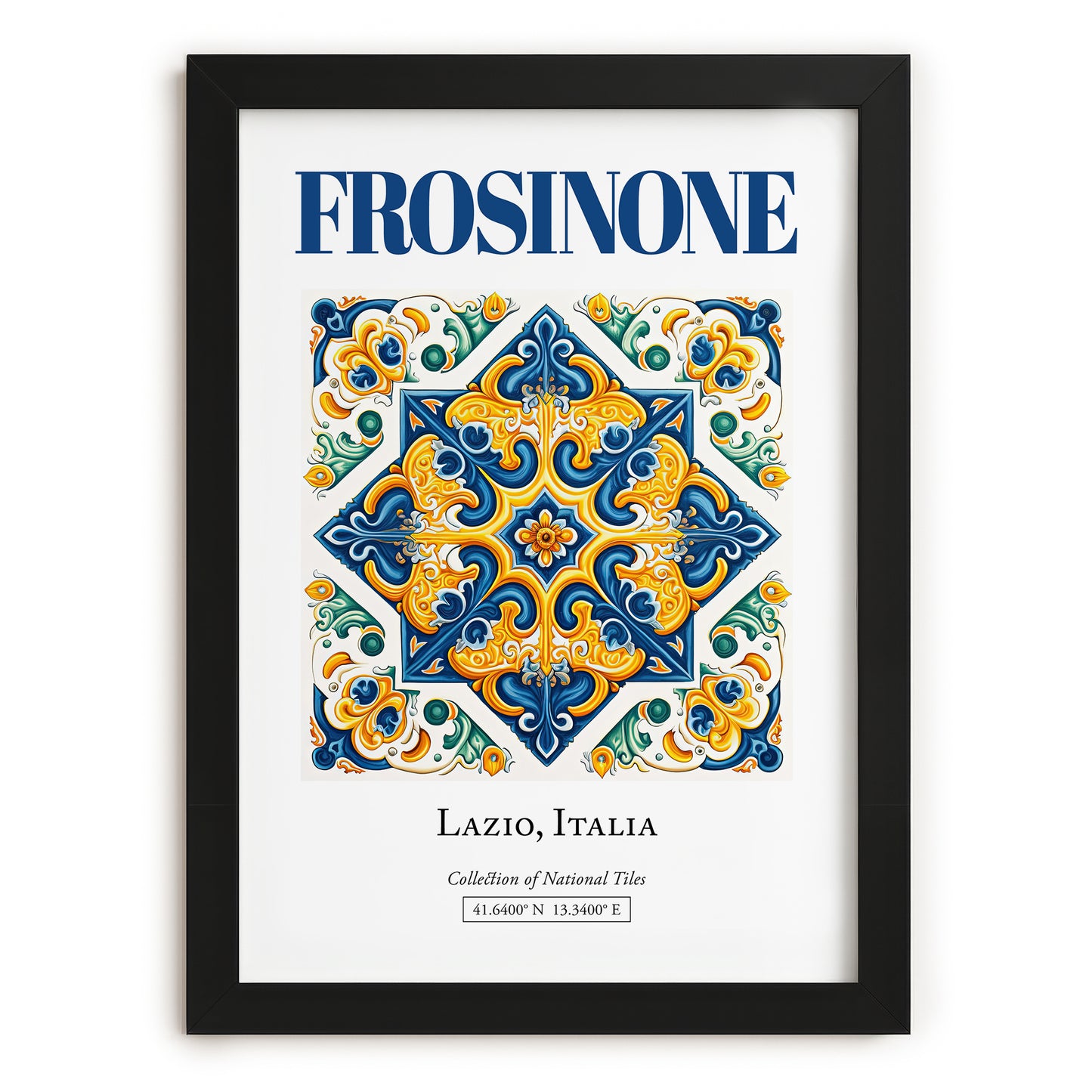 Frosinone, Italy – Travel Print, in sleek black frame