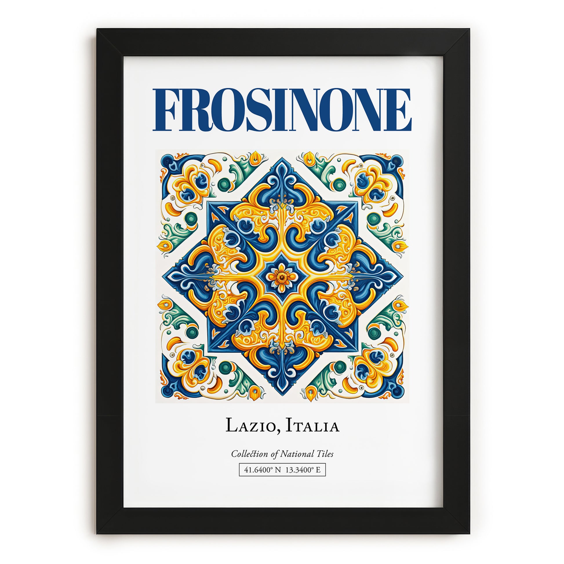 Frosinone, Italy – Travel Print, in sleek black frame