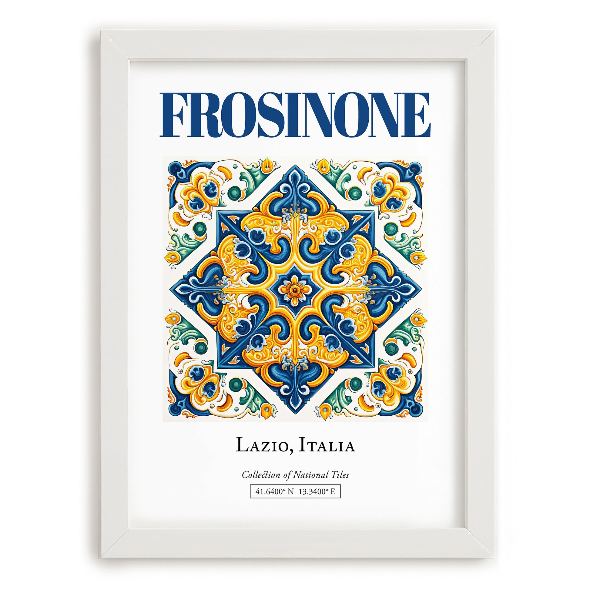 Frosinone, Italy – Travel Print, placed in minimal white frame