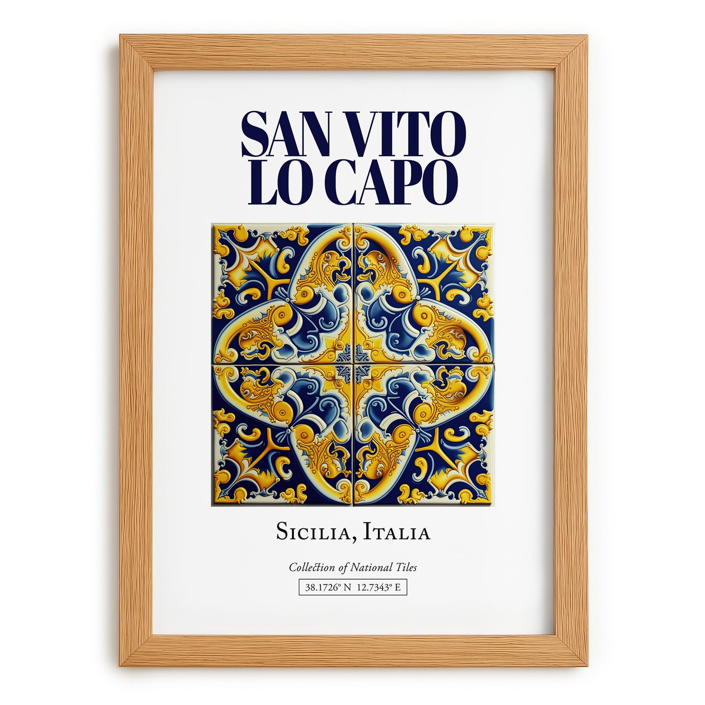 San Vito Lo Capo, Italy – Global Cities Wall Print, set in oak frame
