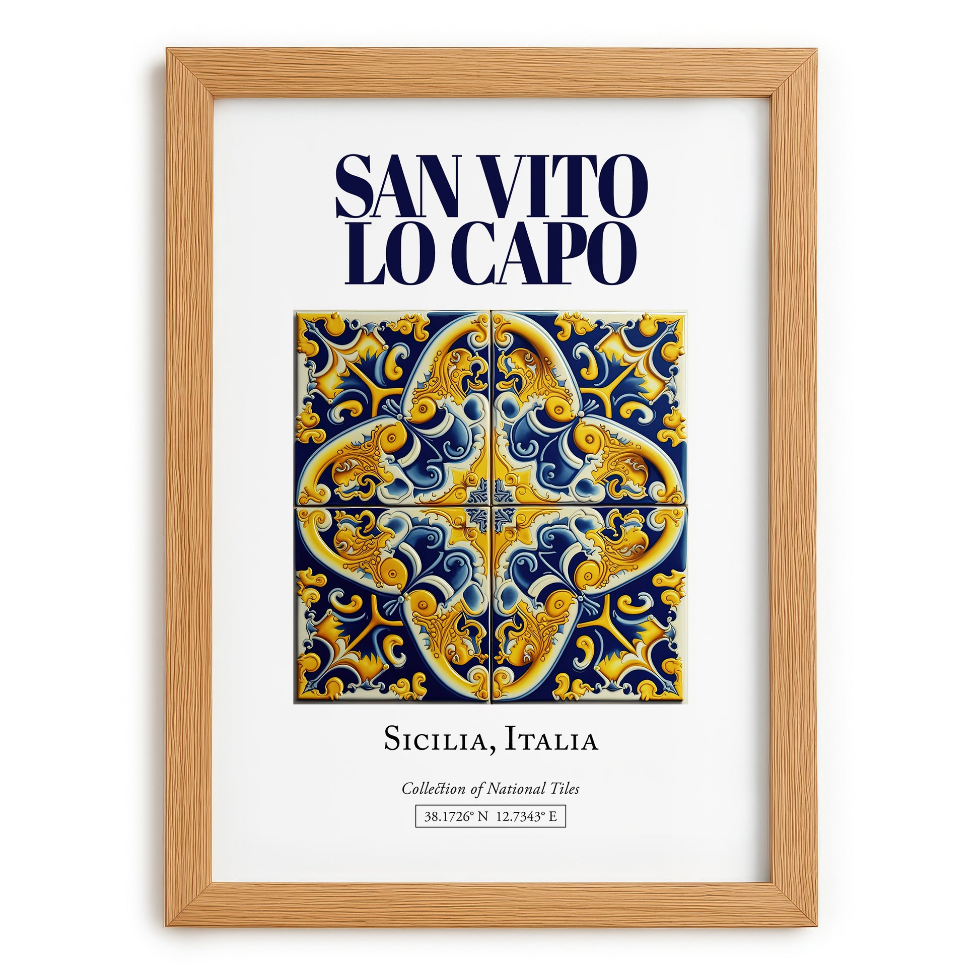 San Vito Lo Capo, Italy – Global Cities Wall Print, set in oak frame