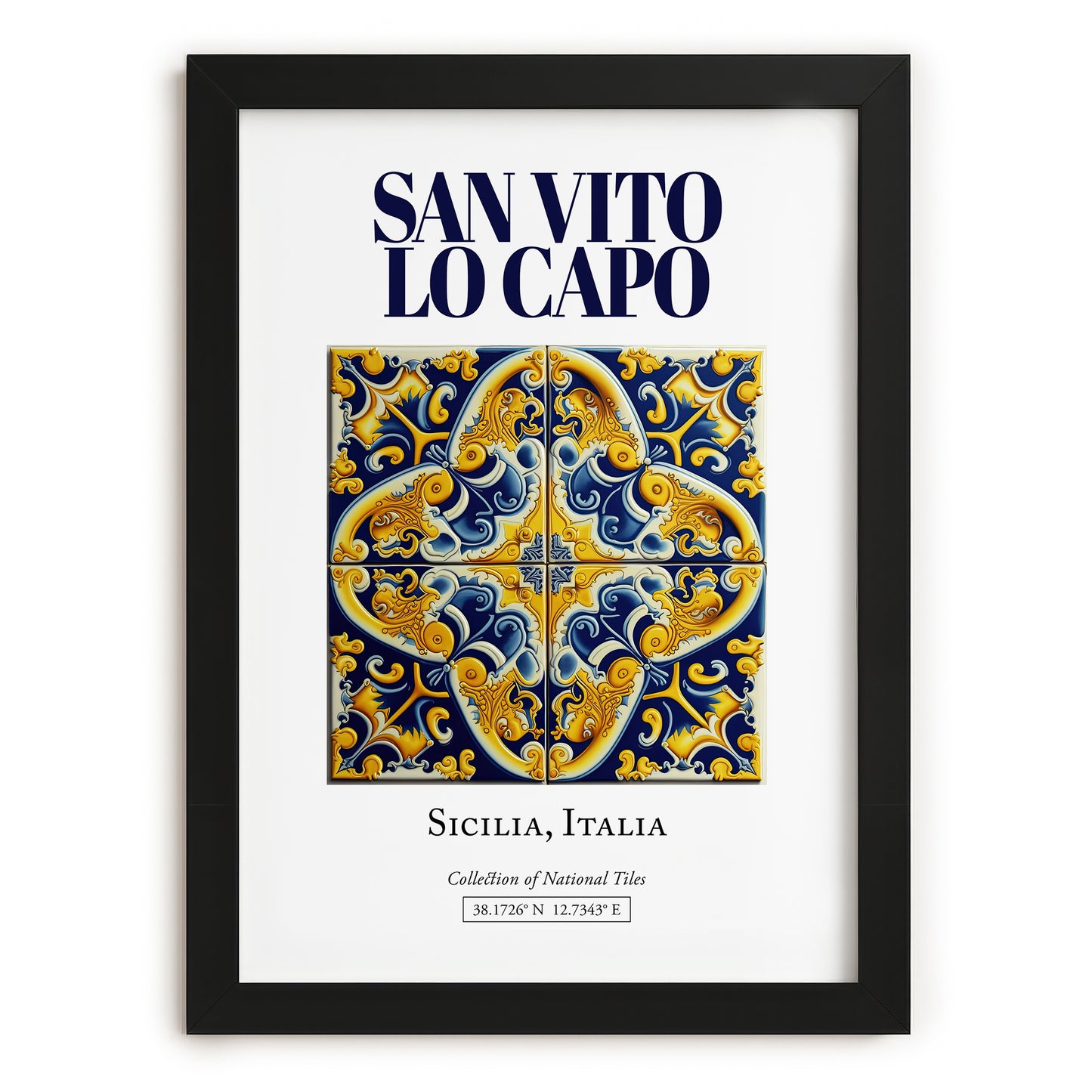 San Vito Lo Capo, Italy – Global Cities Wall Print, in sleek black frame