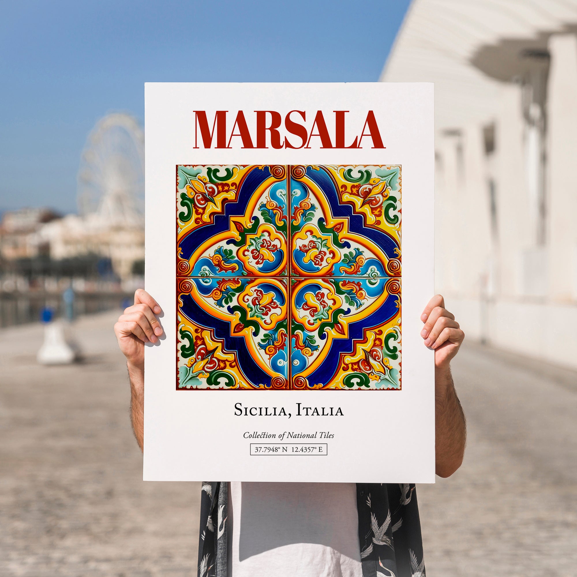 Marsala, Italy – Travel Wall Art, no-text version framed in wood