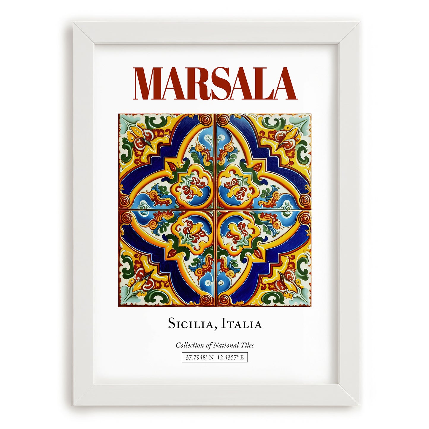 Marsala, Italy – Travel Wall Art, placed in minimal white frame