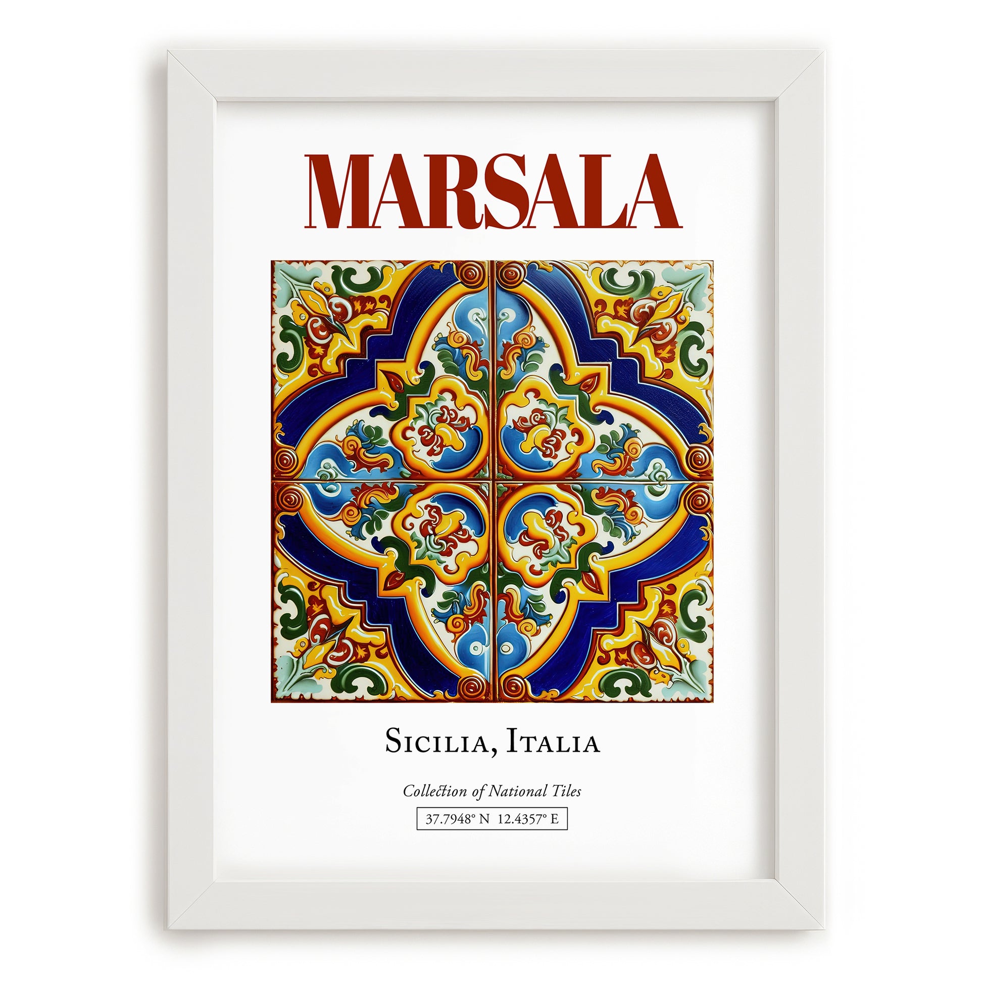 Marsala, Italy – Travel Wall Art, placed in minimal white frame