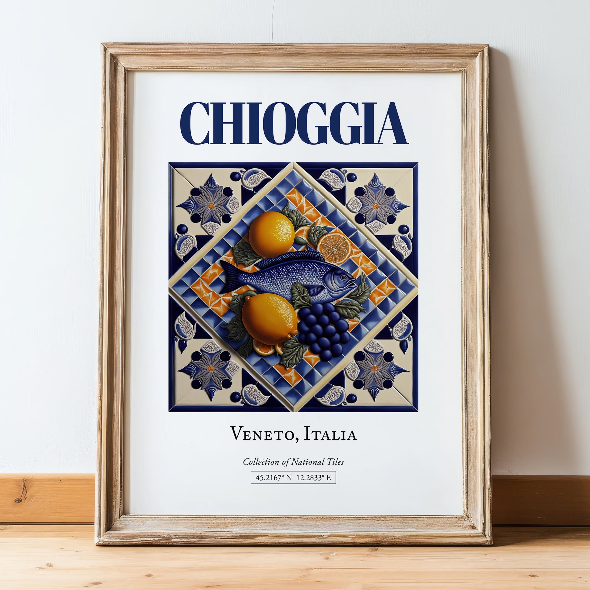 Chioggia, Italy – Travel Print, in wooden frame leaning on the floor