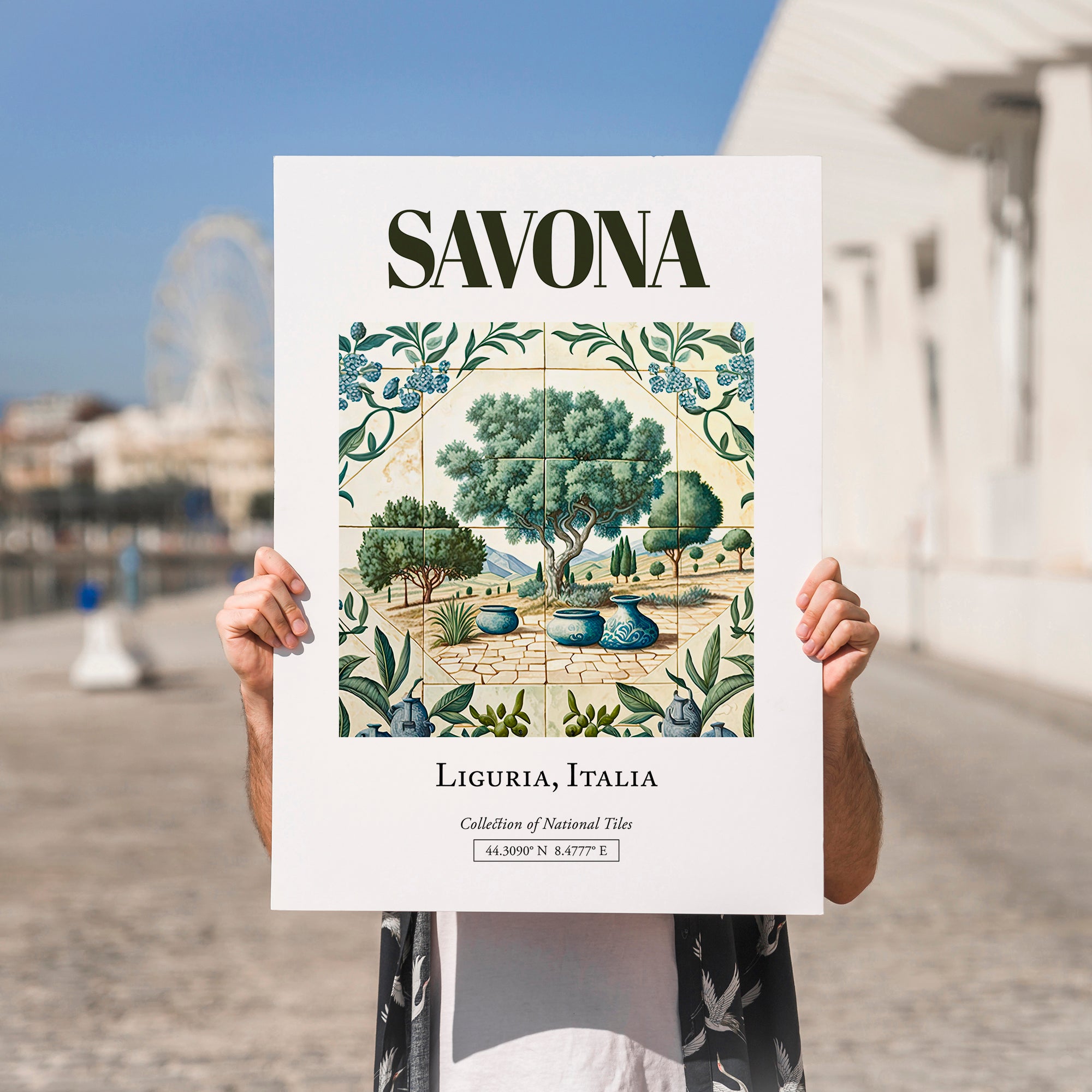Savona, Italy – Travel Wall Decor, no-text version framed in wood