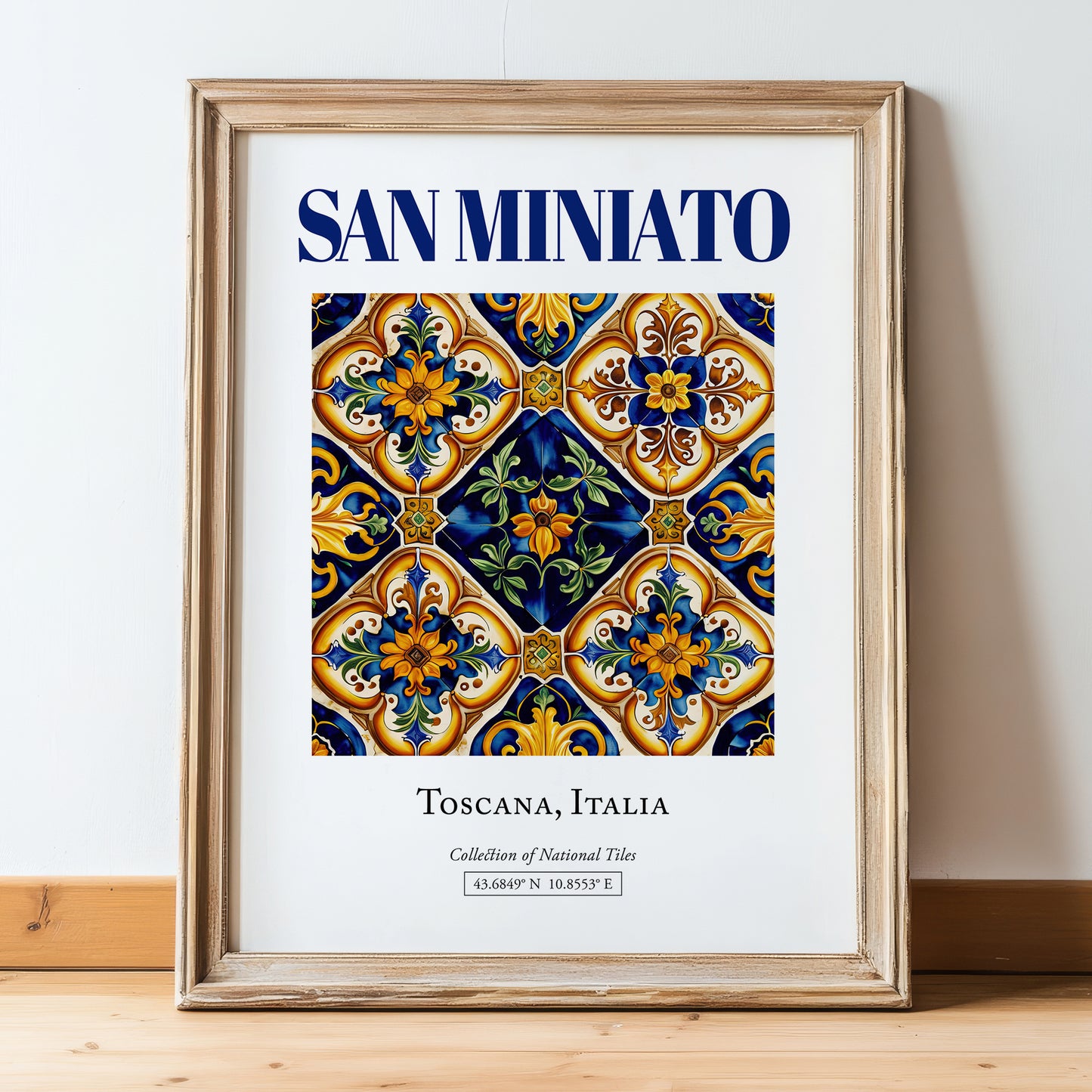 San Miniato, Italy – Travel Print, in wooden frame leaning on the floor