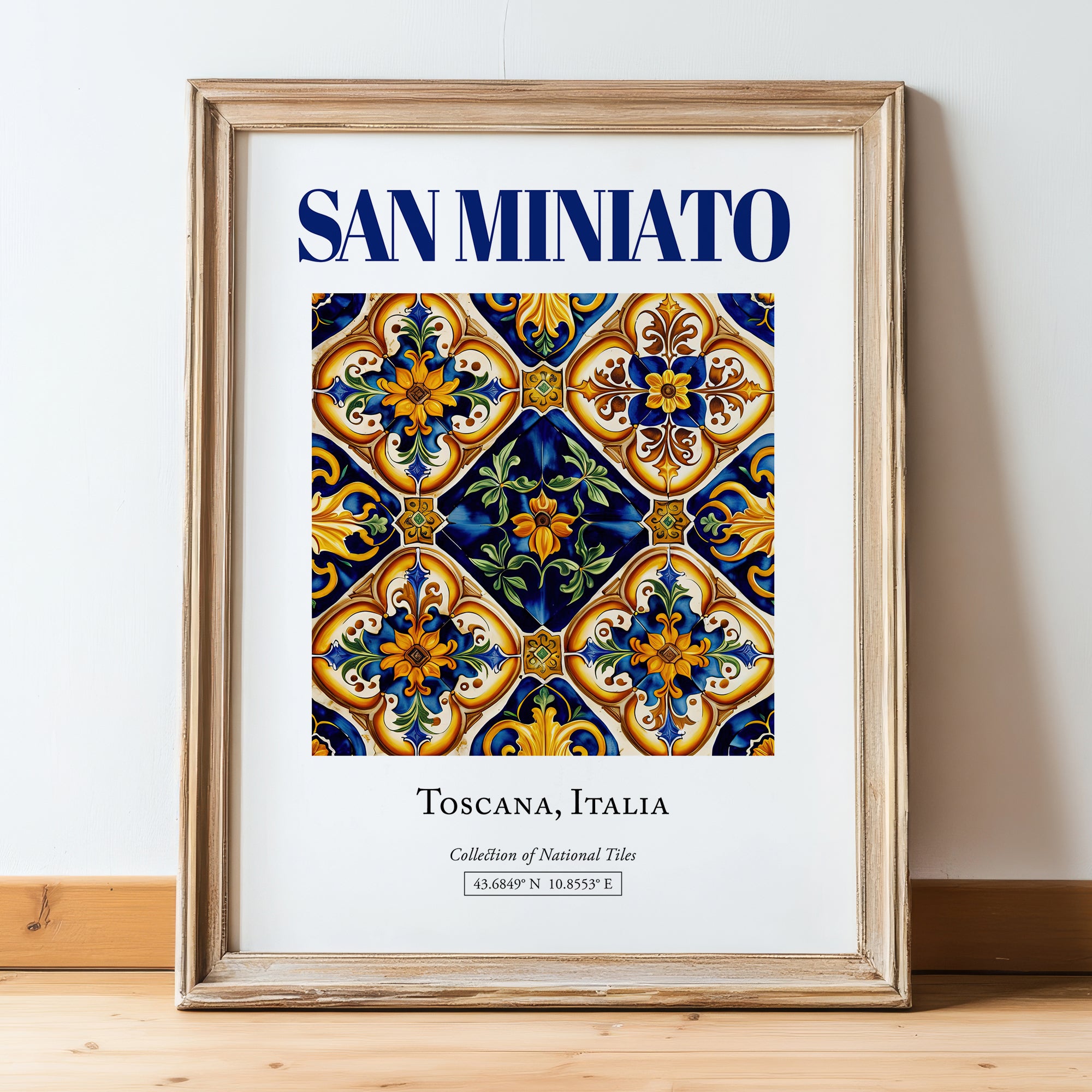 San Miniato, Italy – Travel Print, in wooden frame leaning on the floor
