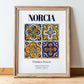 Norcia, Italy – Country Culture Poster, in wooden frame leaning on the floor