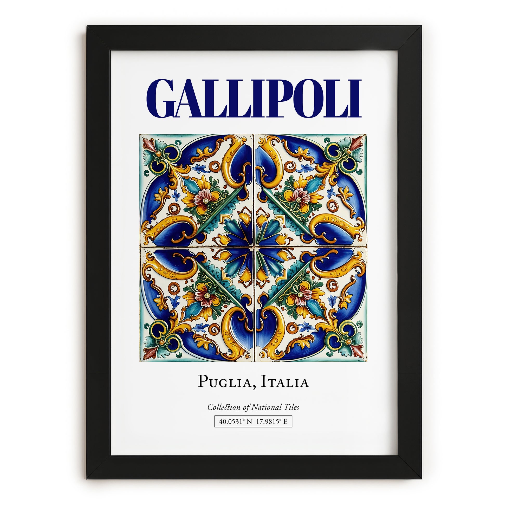 Gallipoli, Italy – Travel Wall Decor, in sleek black frame