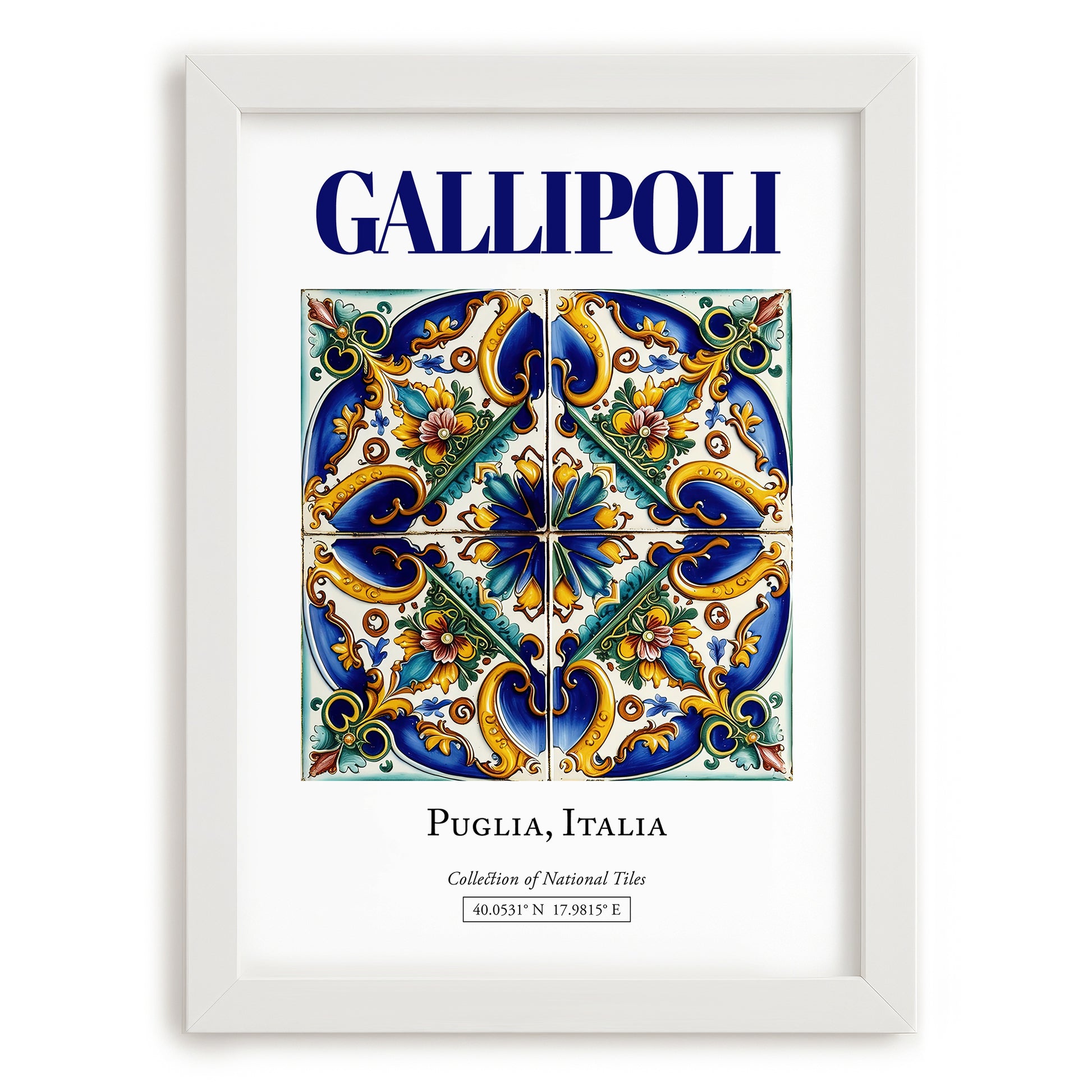 Gallipoli, Italy – Travel Wall Decor, placed in minimal white frame
