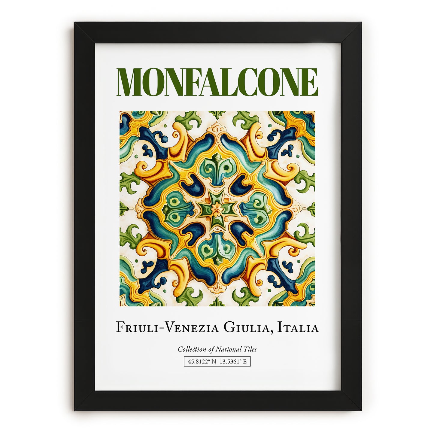Monfalcone, Italy – Wanderlust Wall Decor, in sleek black frame