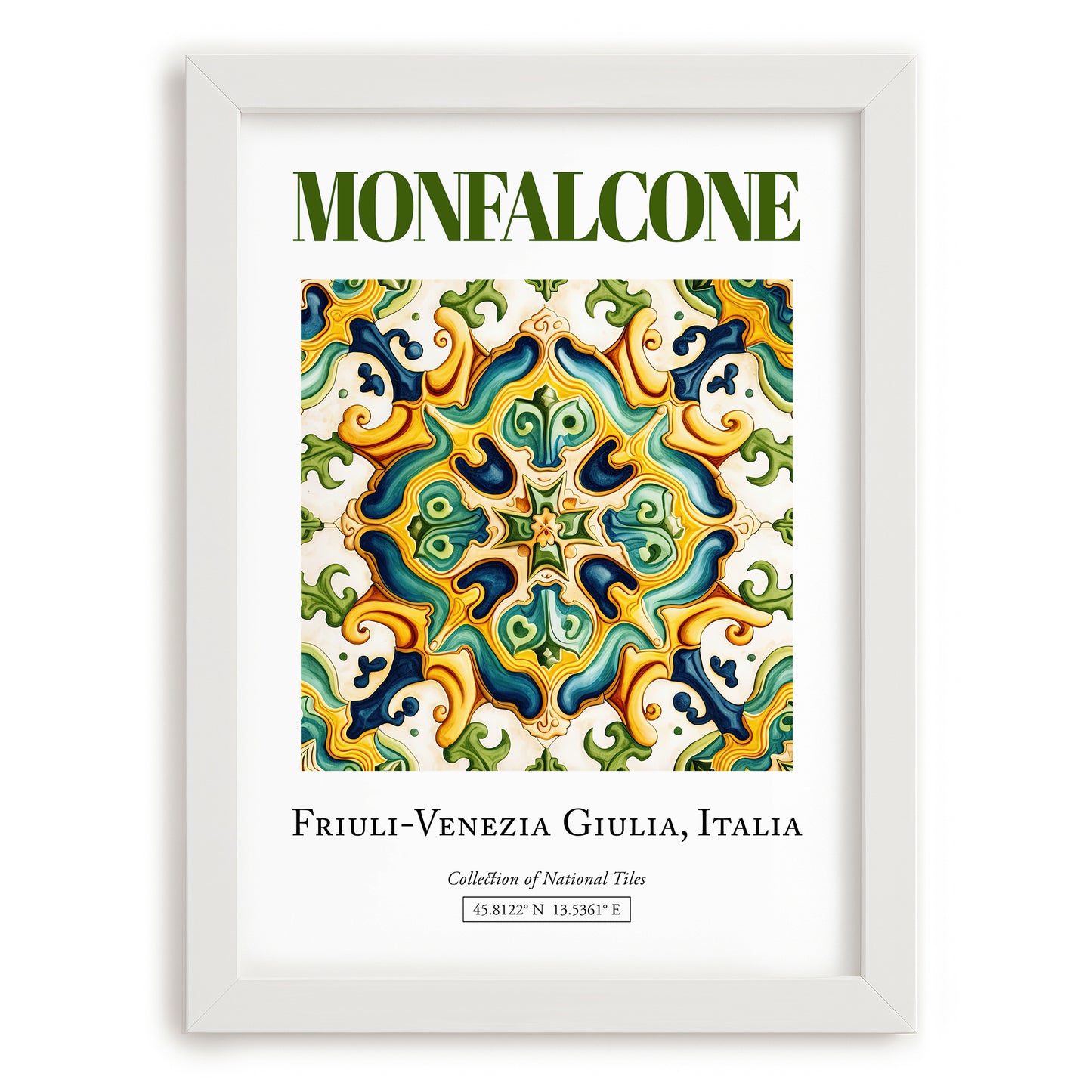Monfalcone, Italy – Wanderlust Wall Decor, placed in minimal white frame