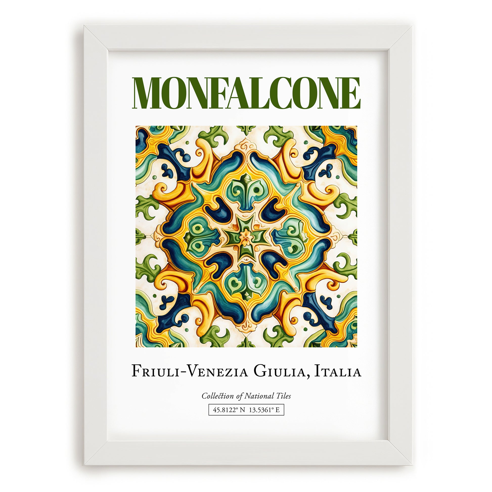Monfalcone, Italy – Wanderlust Wall Decor, placed in minimal white frame