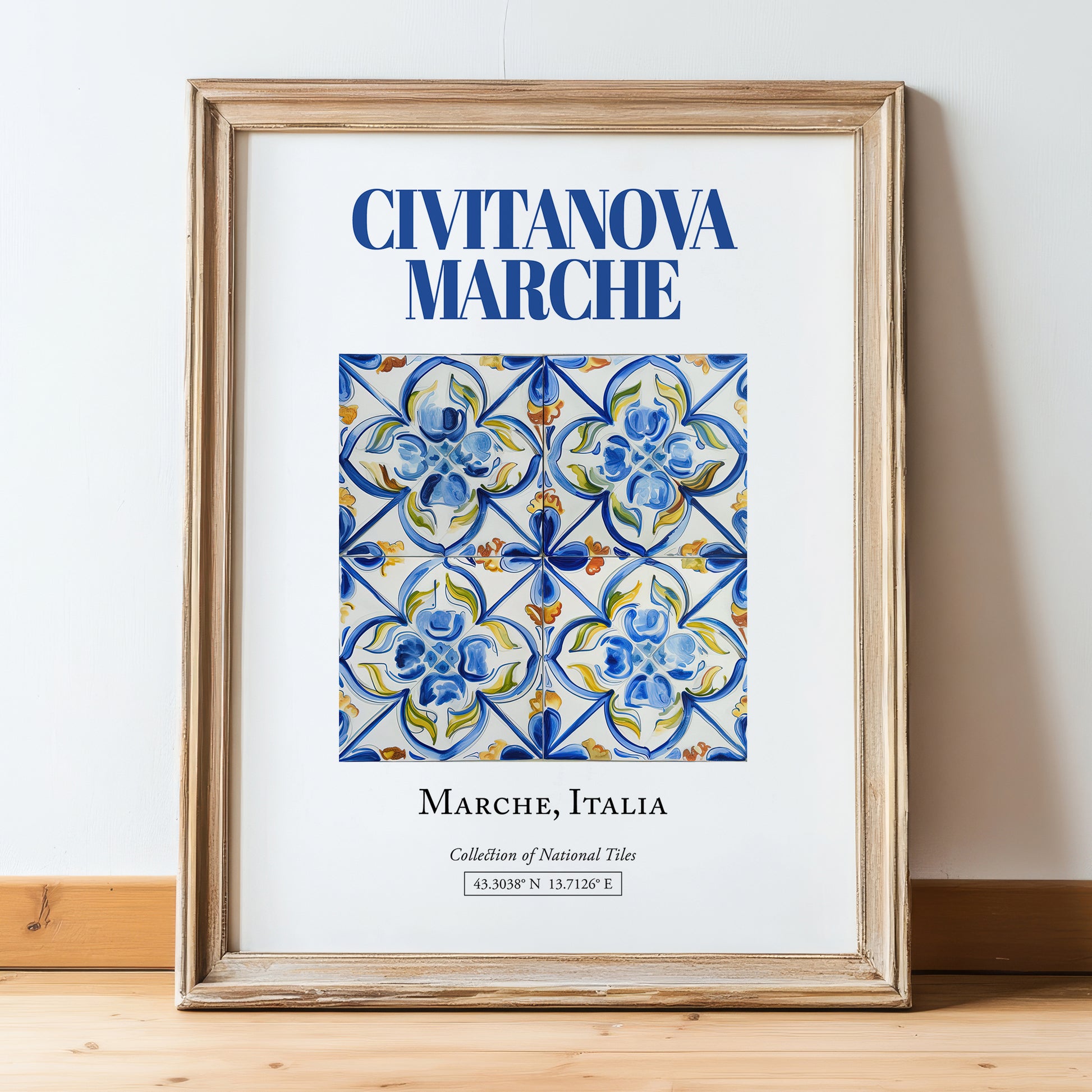 Civitanova Marche, Italy – Travel Print, in wooden frame leaning on the floor