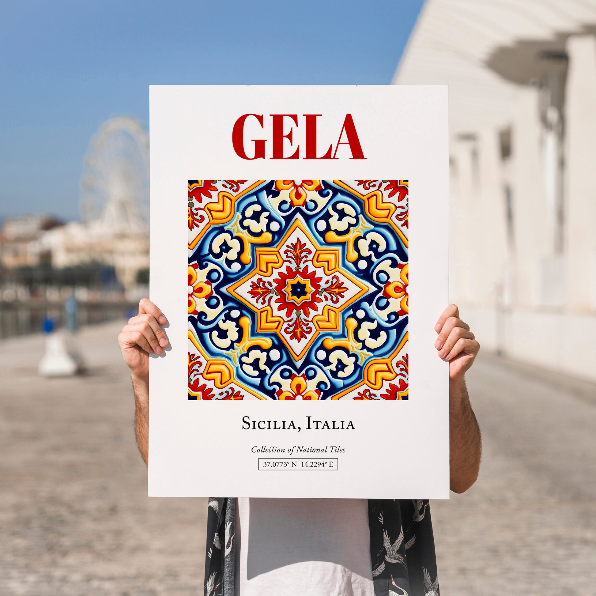 Gela, Italy – Travel Wall Art, no-text version framed in wood