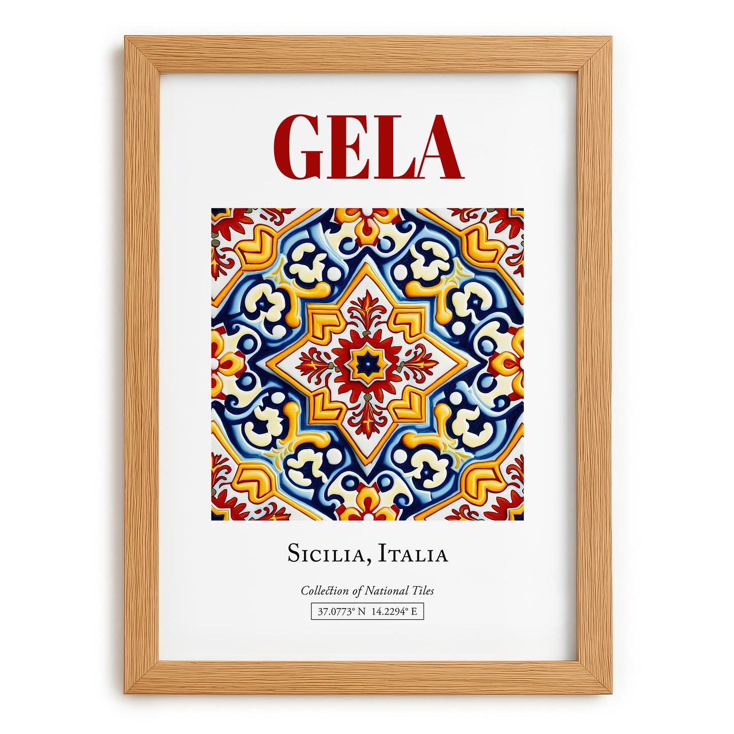 Gela, Italy – Travel Wall Art, set in oak frame
