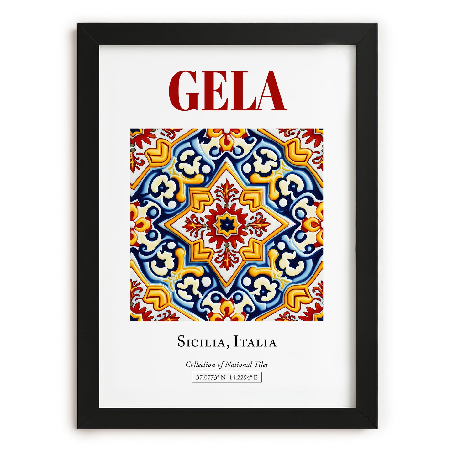 Gela, Italy – Travel Wall Art, in sleek black frame