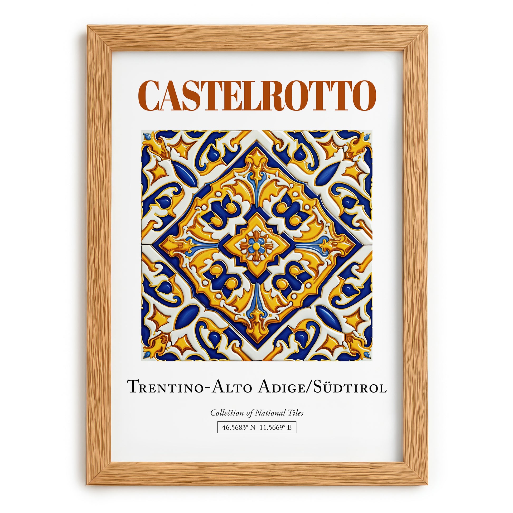 Castelrotto, Italy – Travel Poster, set in oak frame