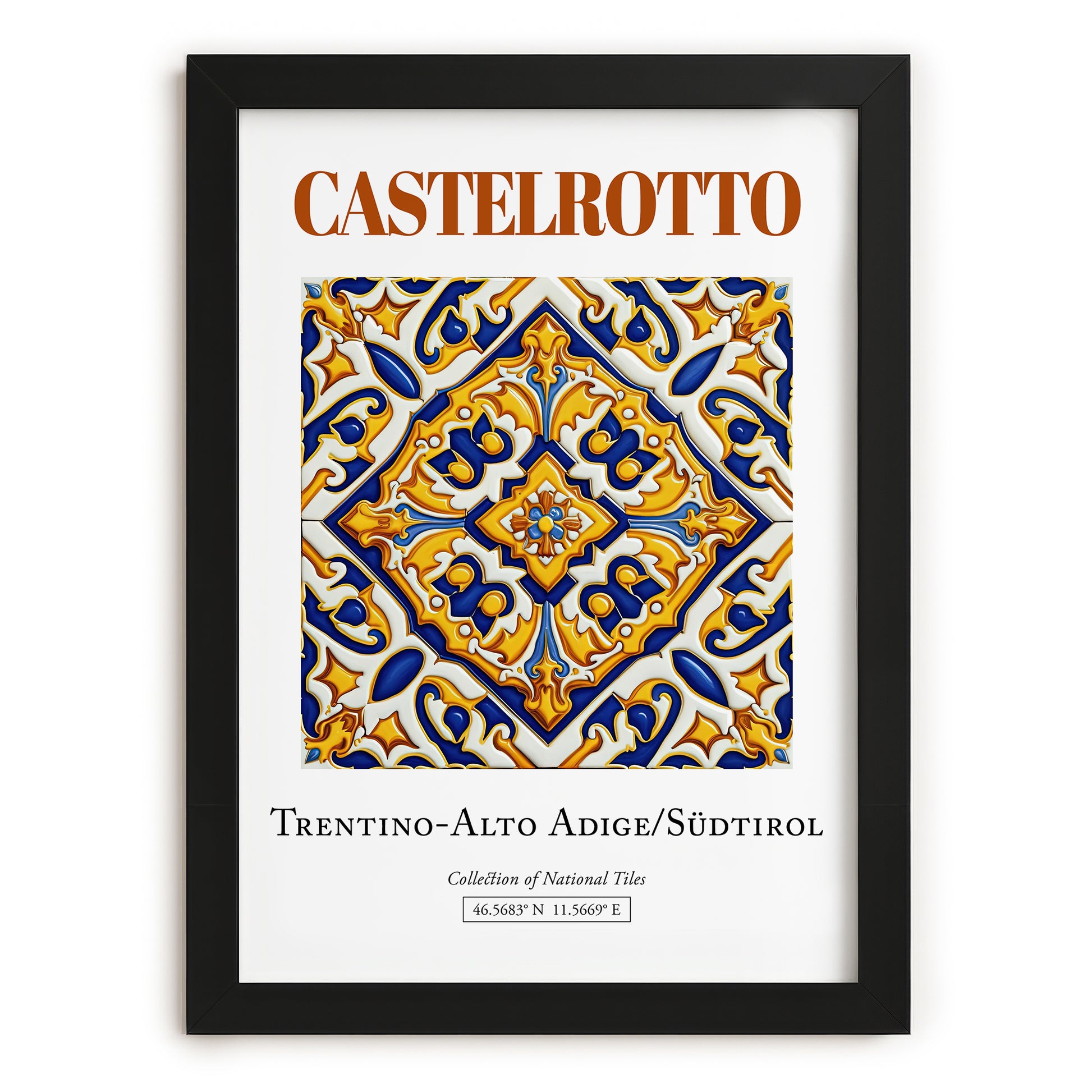 Castelrotto, Italy – Travel Poster, in sleek black frame