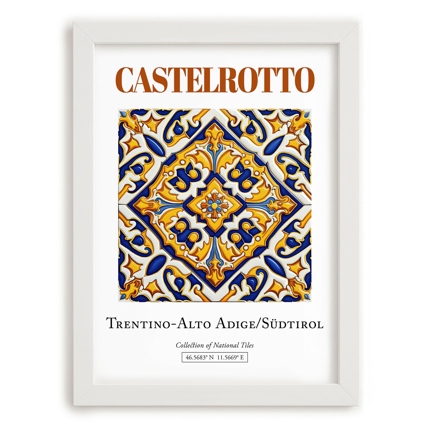 Castelrotto, Italy – Travel Poster, placed in minimal white frame