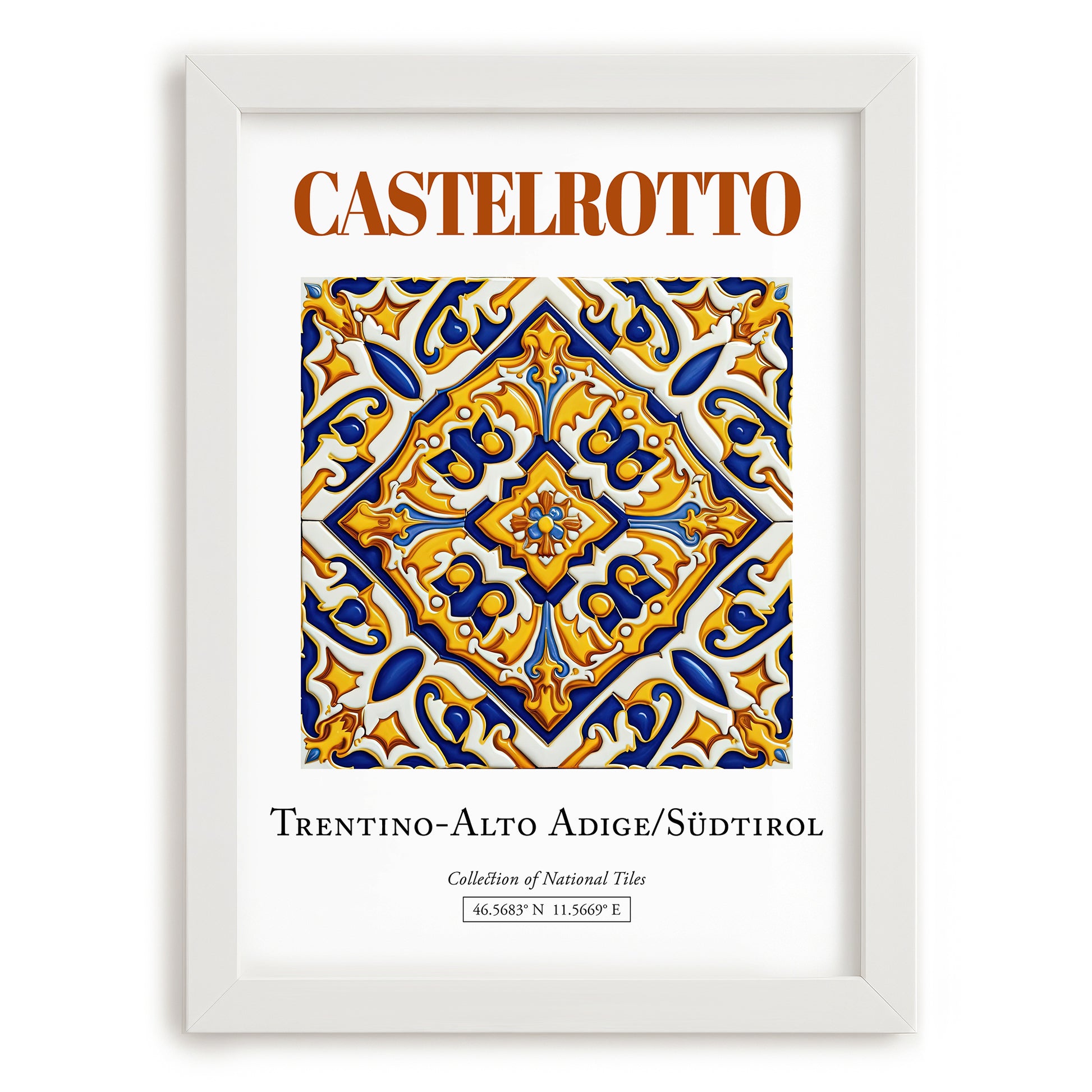 Castelrotto, Italy – Travel Poster, placed in minimal white frame