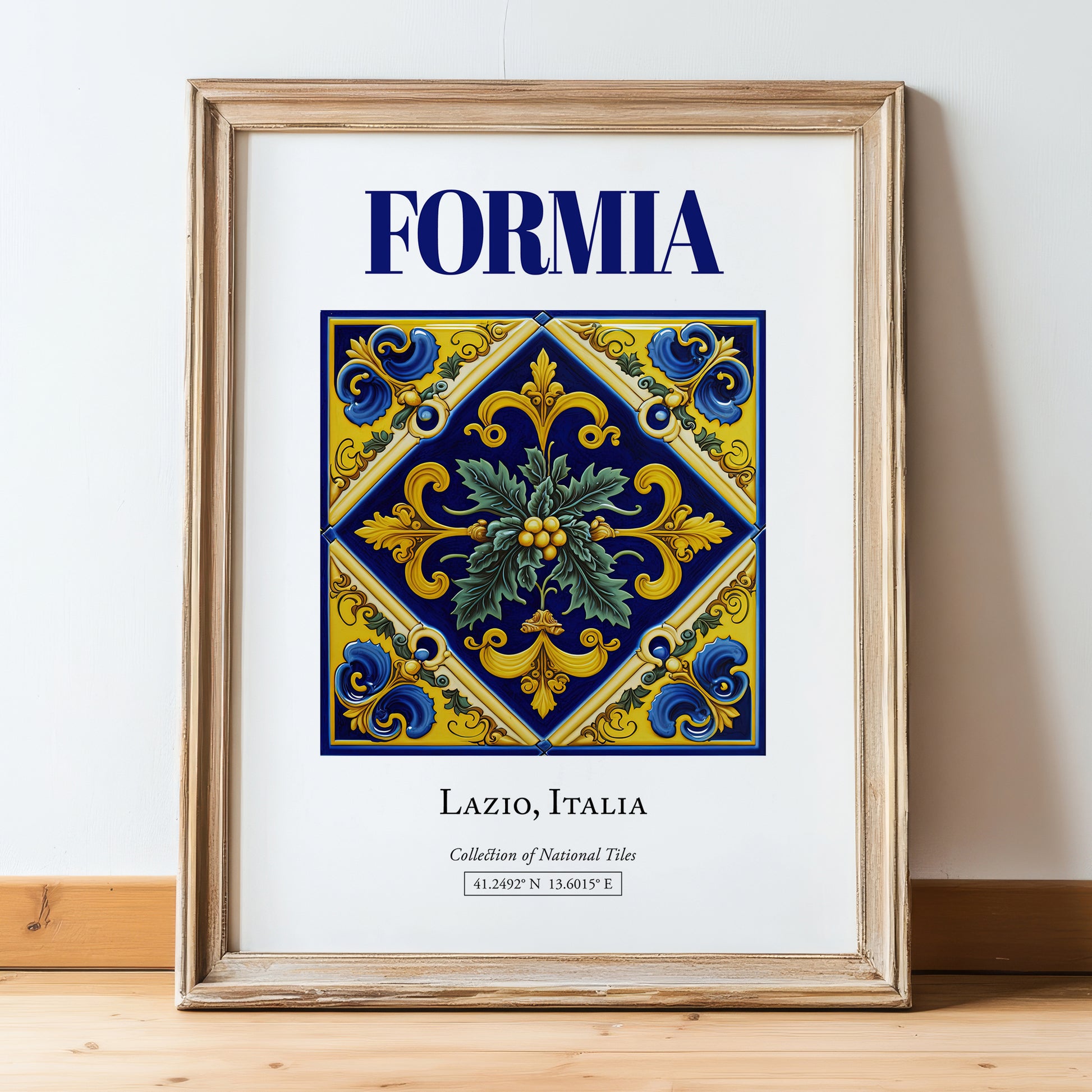 Formia, Italy – Travel Destination Art, in wooden frame leaning on the floor