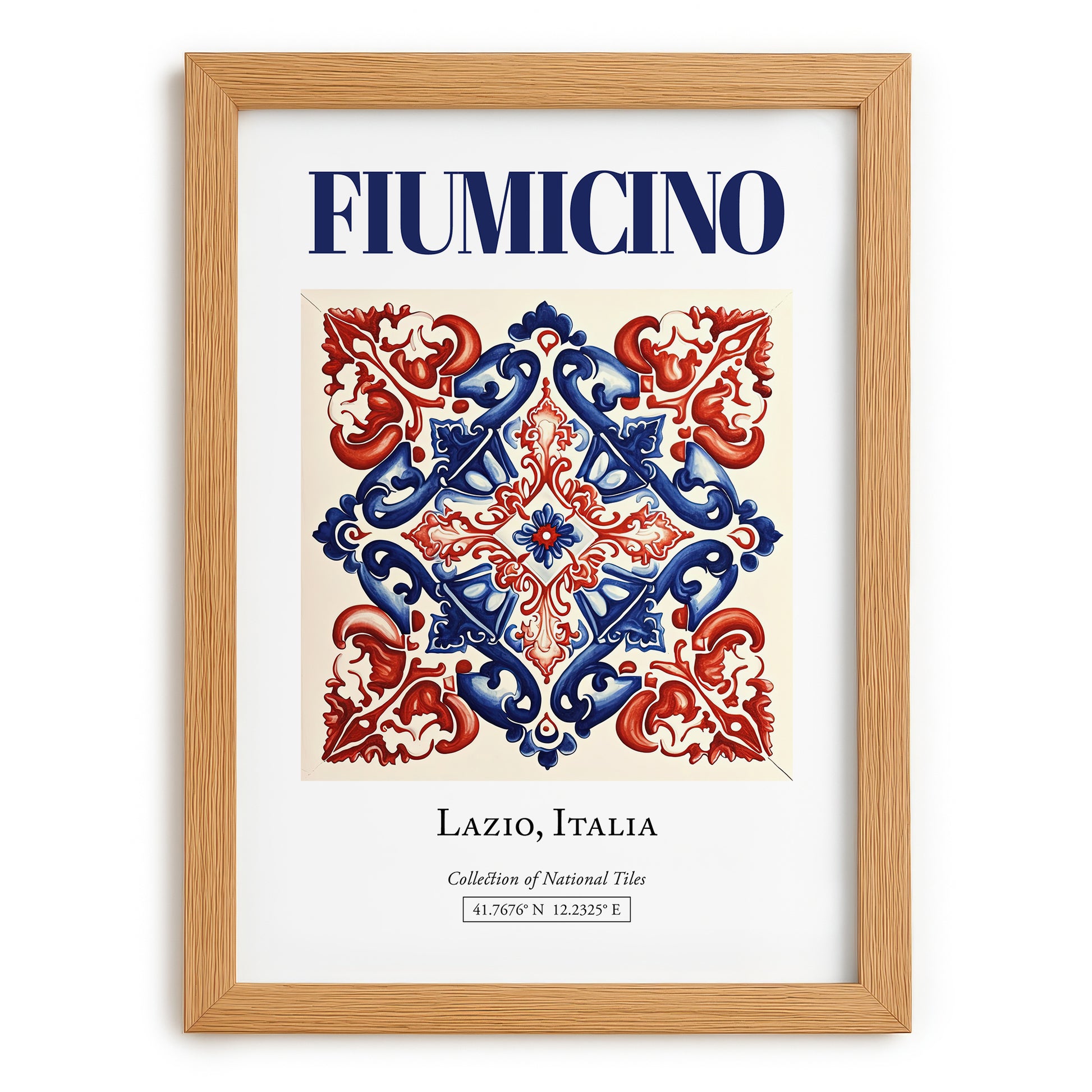 Fiumicino, Italy – Travel Wall Art, set in oak frame