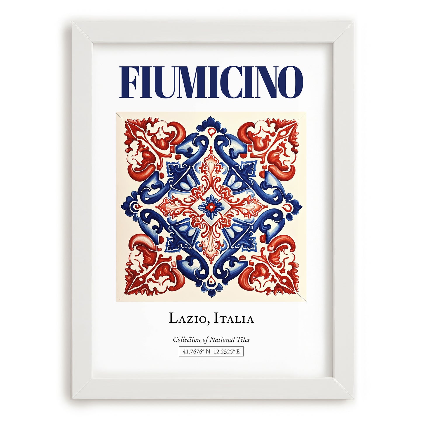 Fiumicino, Italy – Travel Wall Art, placed in minimal white frame