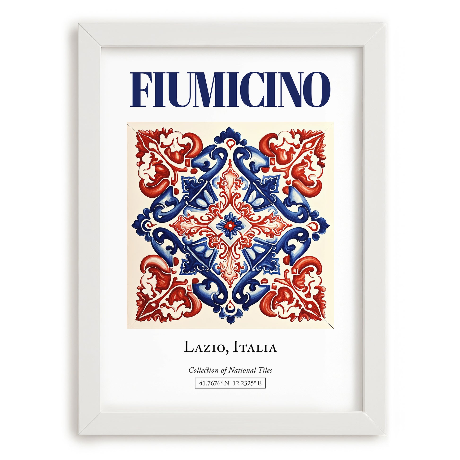 Fiumicino, Italy – Travel Wall Art, placed in minimal white frame