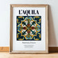 L'Aquila, Italy – Tourist Destination Poster, in wooden frame leaning on the floor