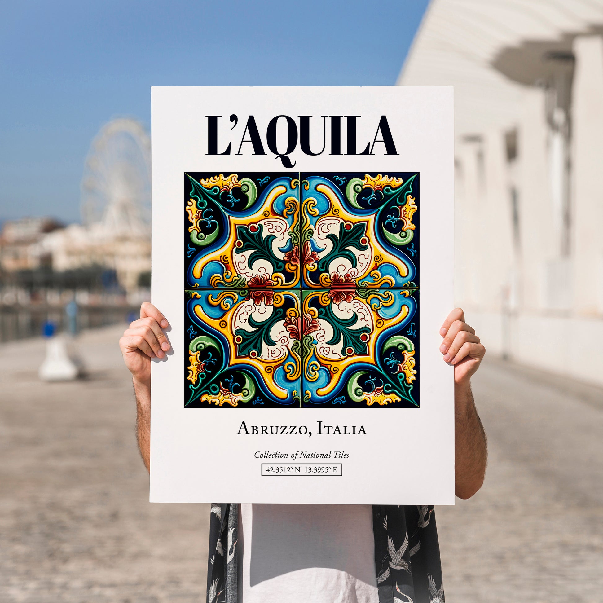 L'Aquila, Italy – Tourist Destination Poster, no-text version framed in wood