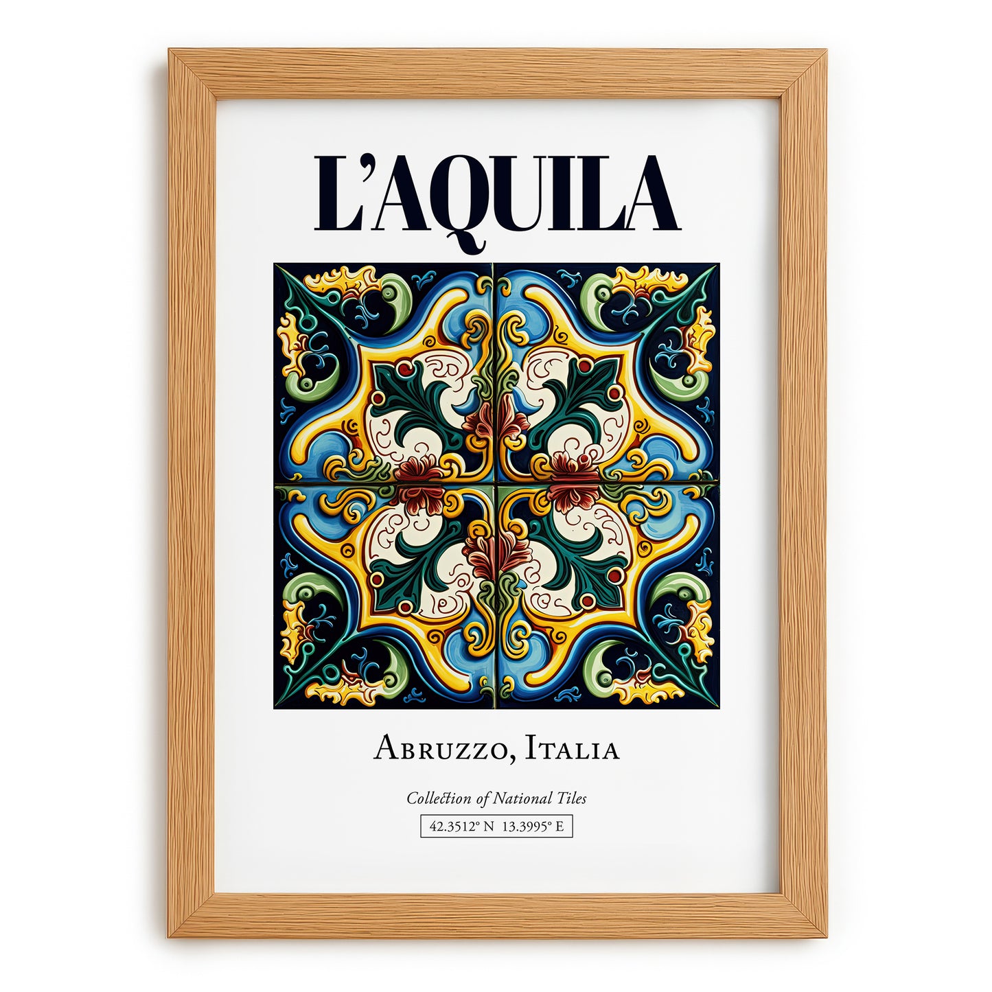 L'Aquila, Italy – Tourist Destination Poster, set in oak frame